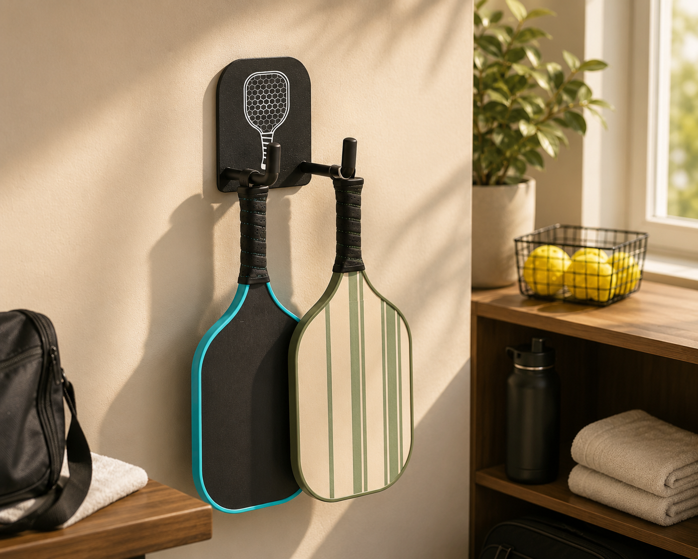 Pickleball Paddle Wall Hooks – 2 Pack