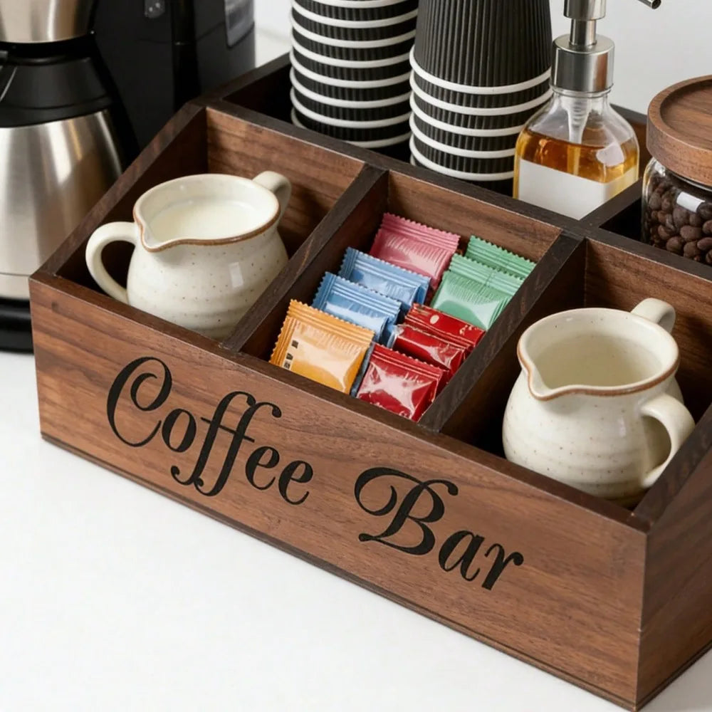 Wooden Coffee Station Organizer
