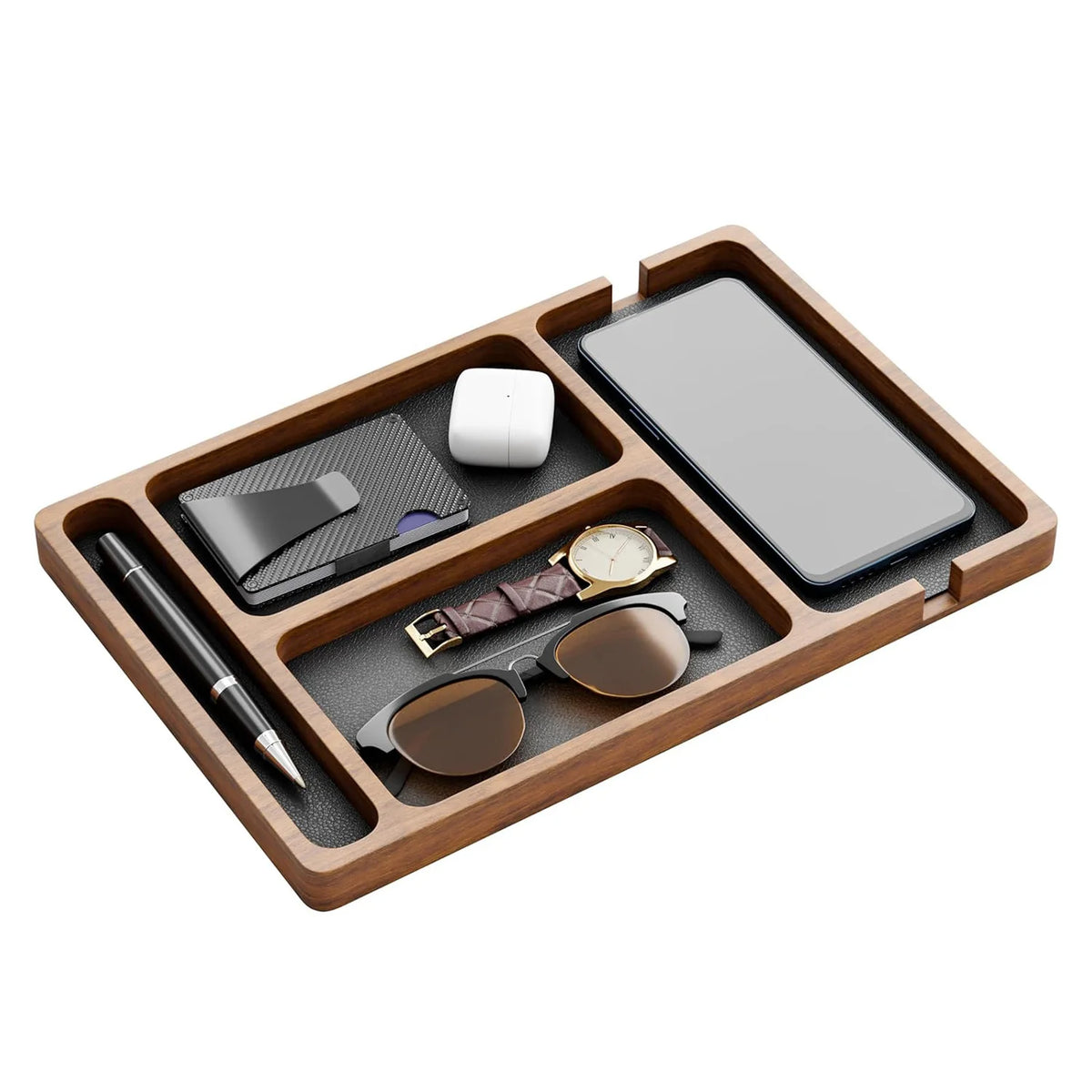 Wooden Desktop Essentials Tray