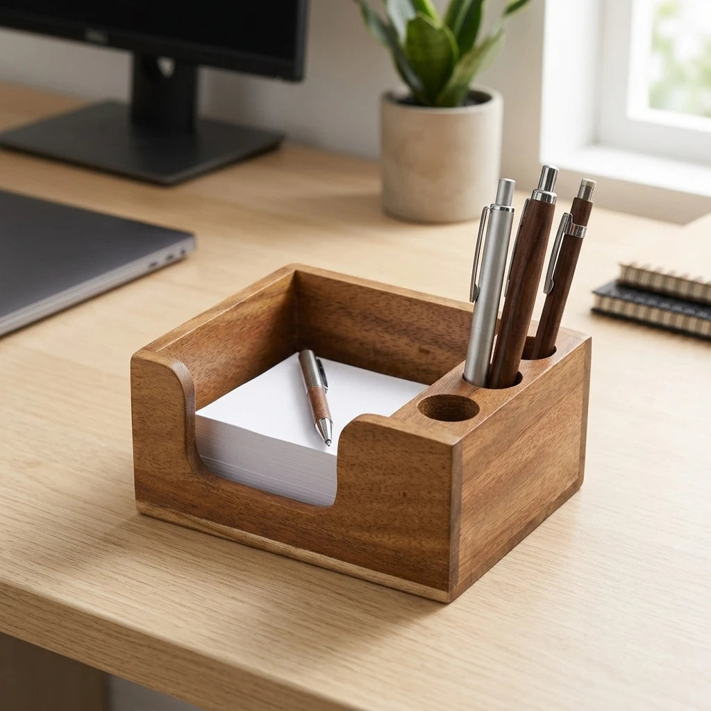 Natural Wood Desktop Organizer