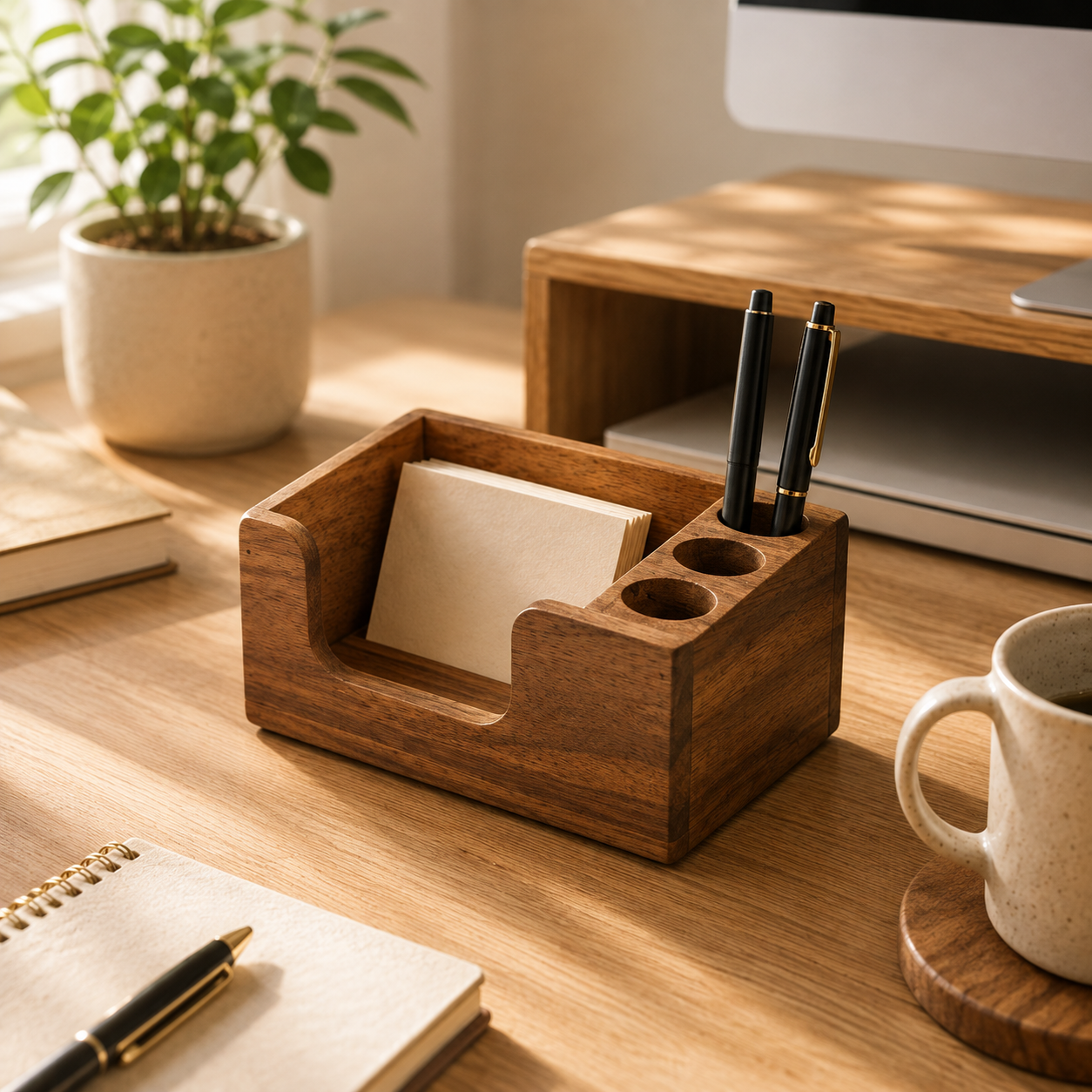 Natural Wood Desktop Organizer