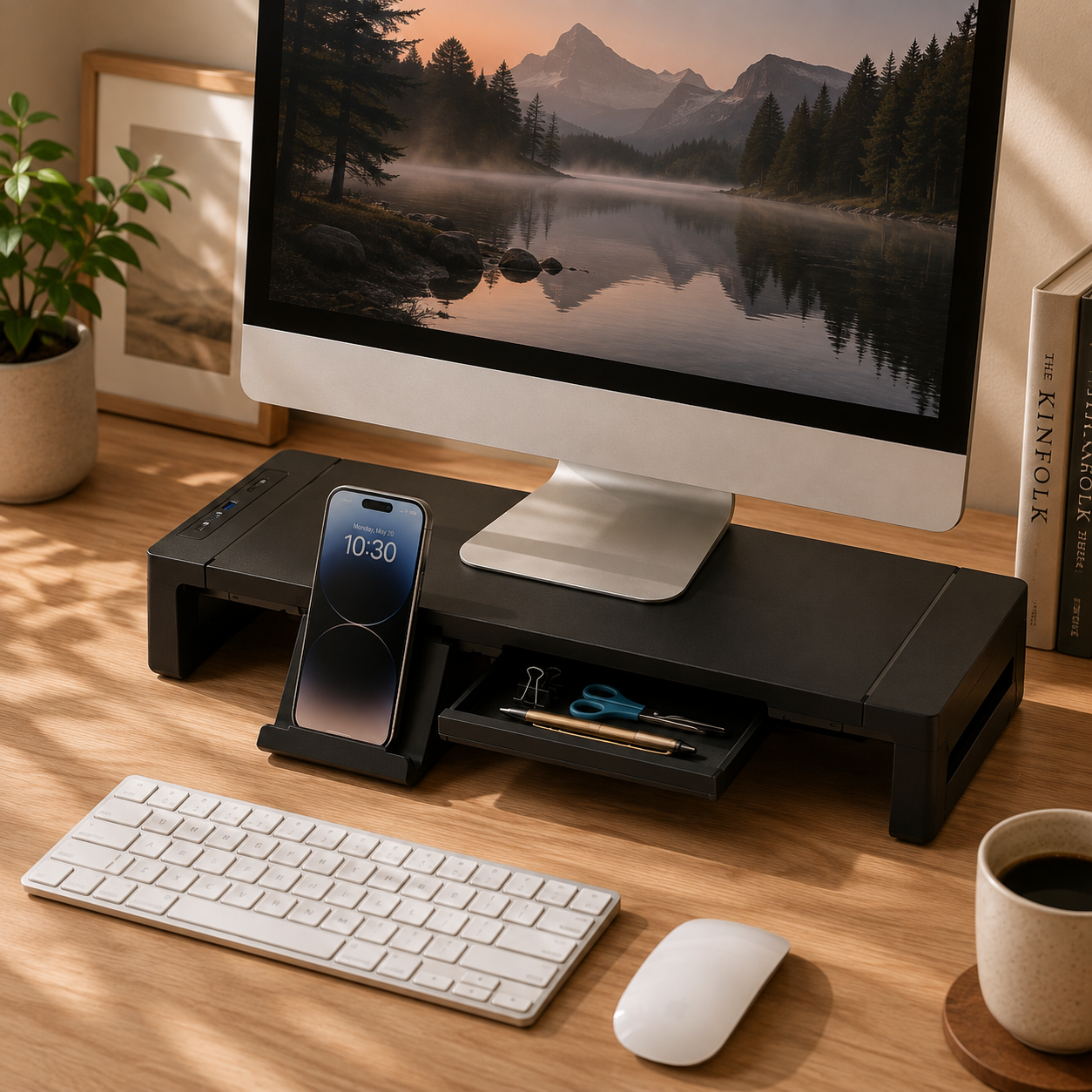 Adjustable Monitor Stand with Storage