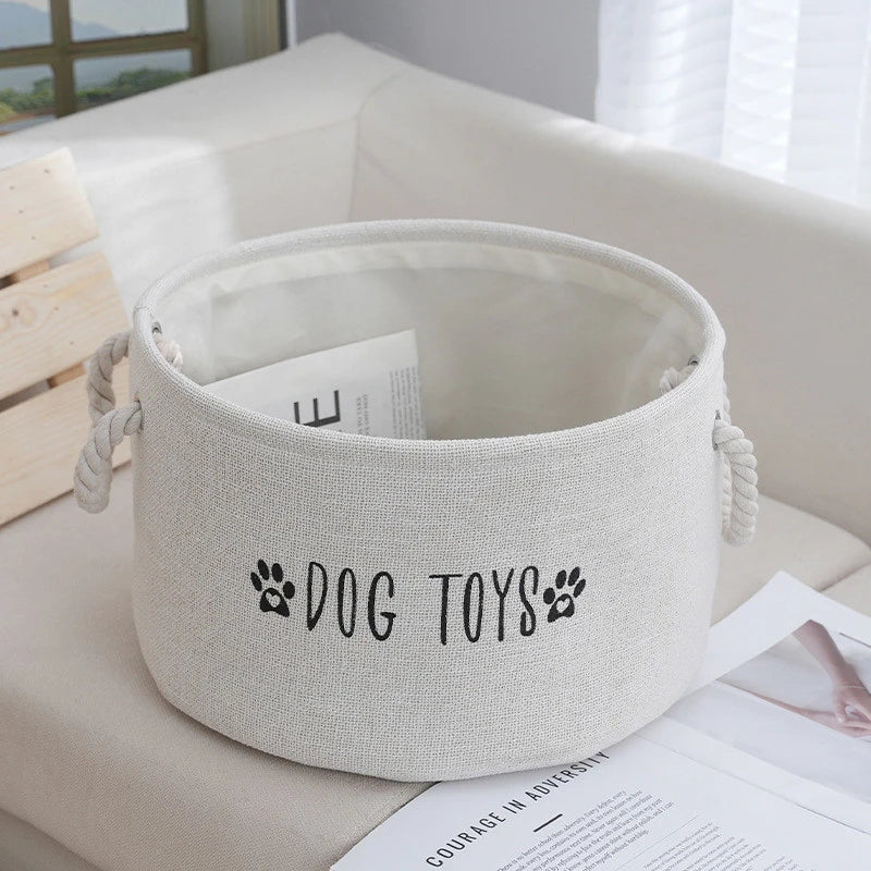Linen Pet Toy Storage Basket 🐾