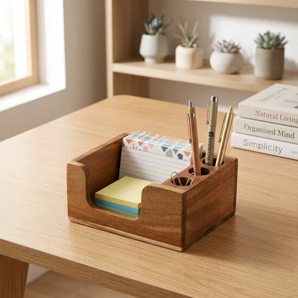 Natural Wood Desktop Organizer