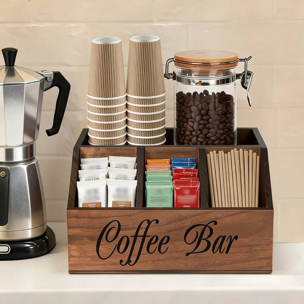 Wooden Coffee Station Organizer