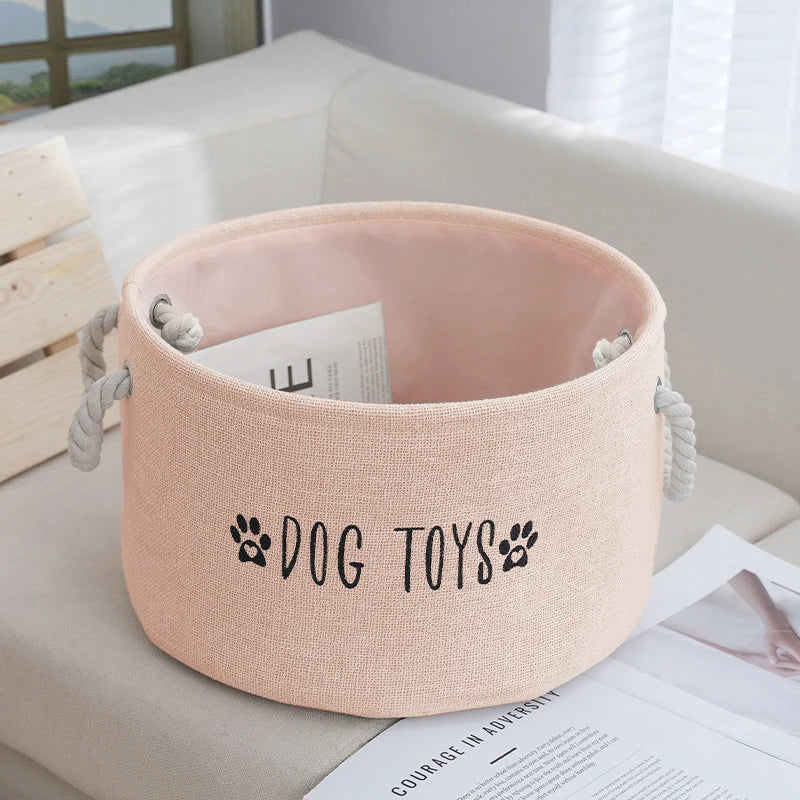 Linen Pet Toy Storage Basket 🐾