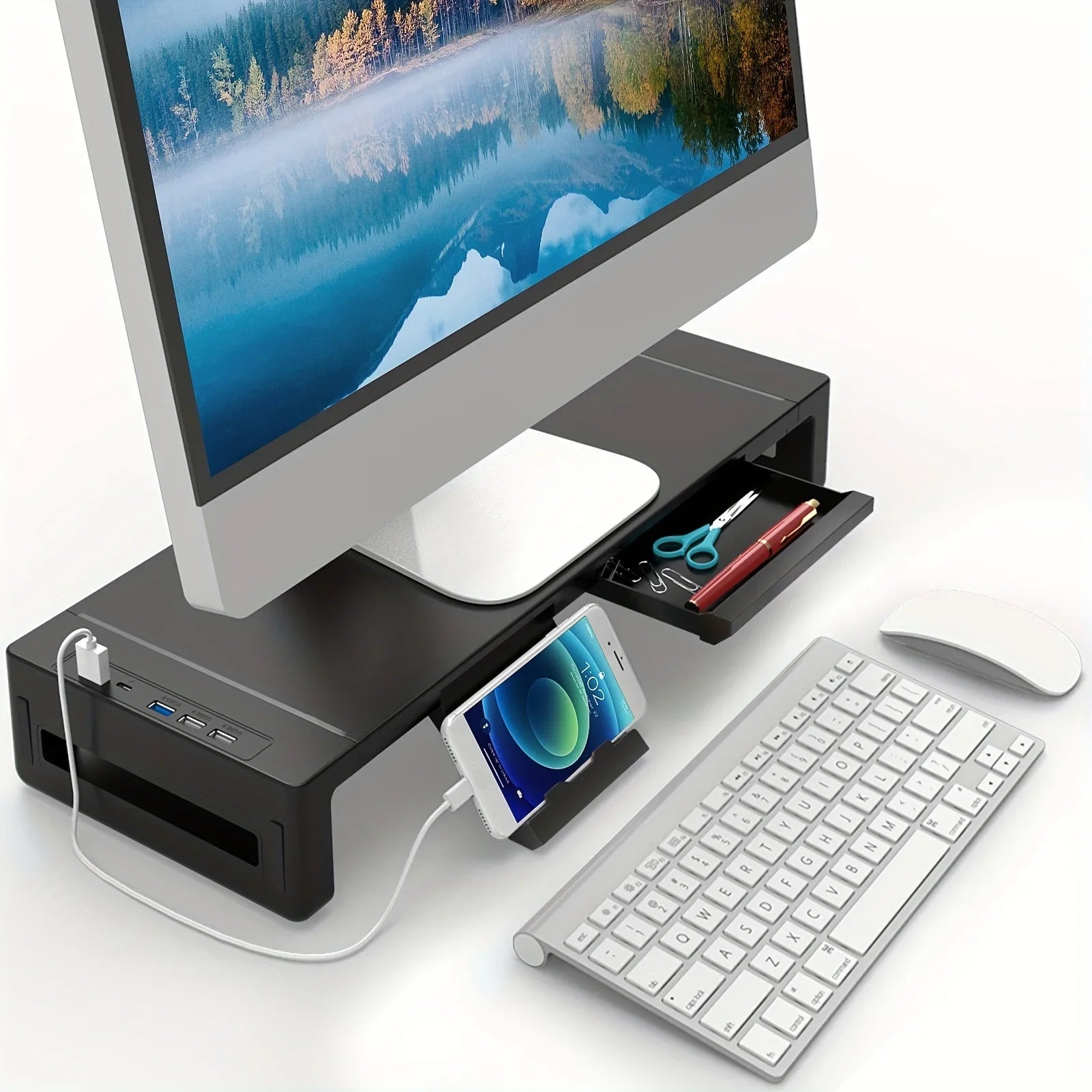 Adjustable Monitor Stand with Storage