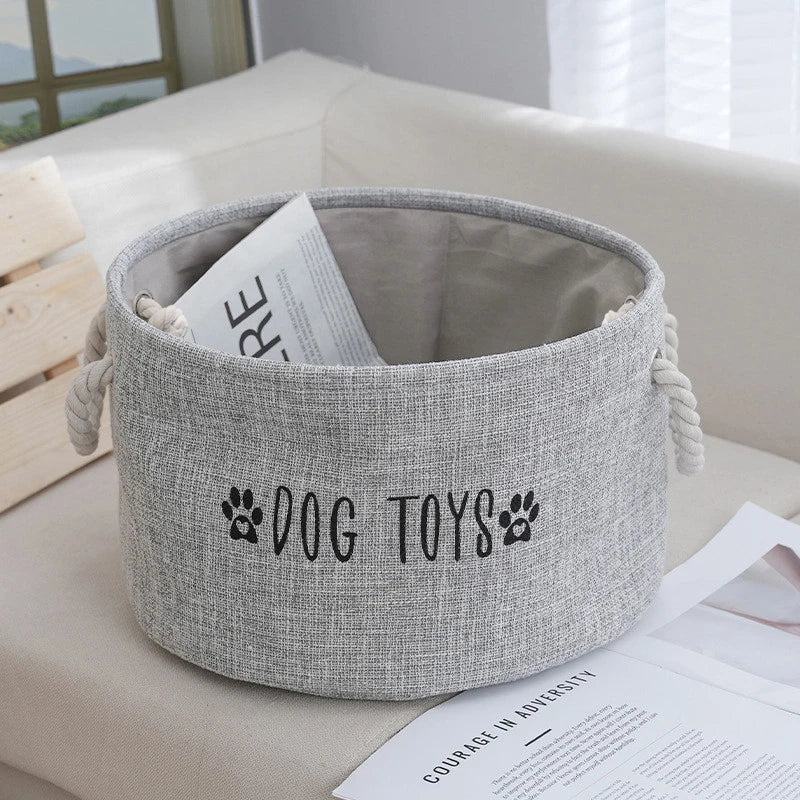 Linen Pet Toy Storage Basket 🐾