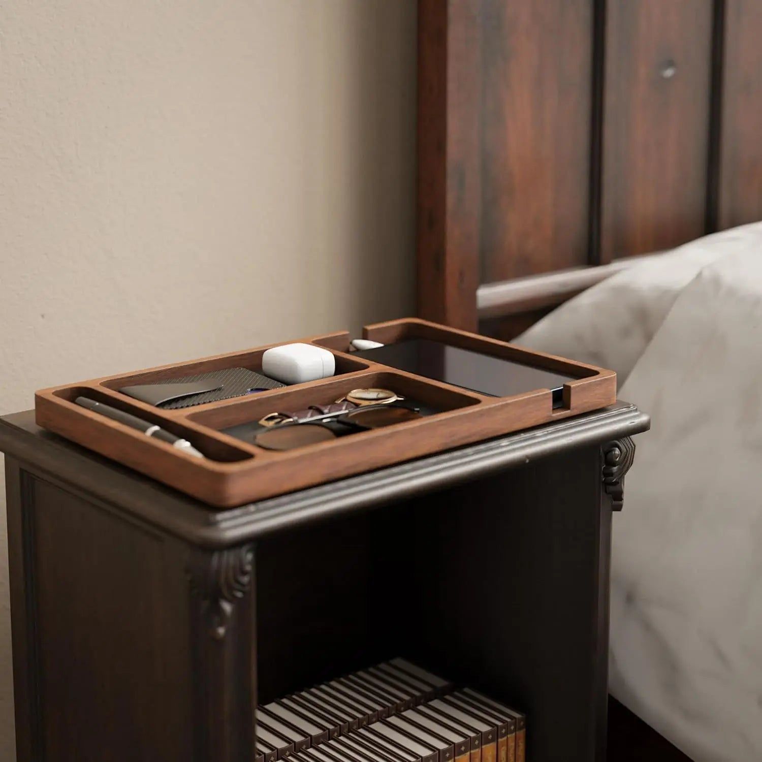 Wooden Desktop Essentials Tray
